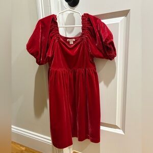 Crewcuts girls' velvet rosette dress size 6 Christmas red